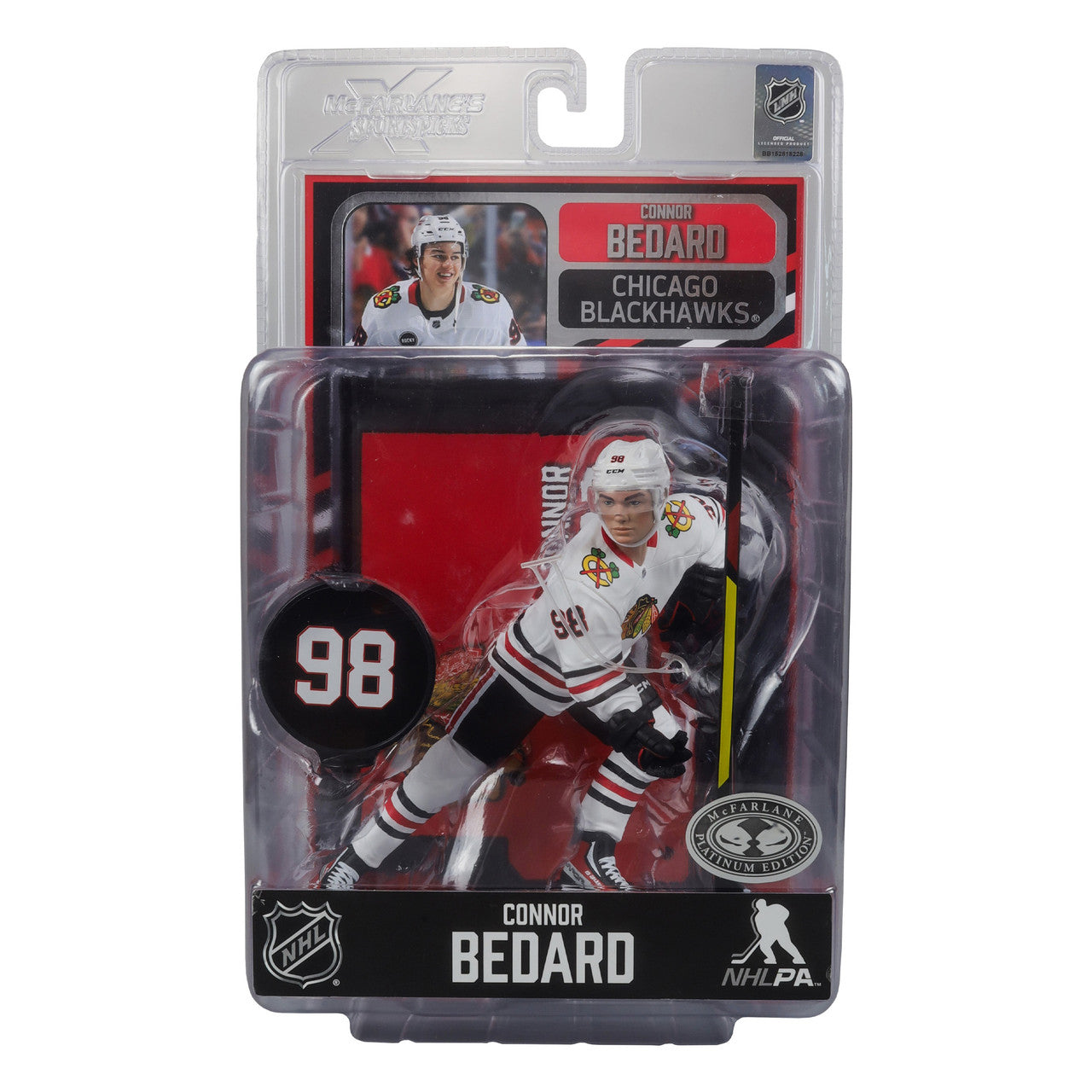 Figurine de joueur McFarlane NHL Conner Bedard des Blackhawks de Chicago (précommande)