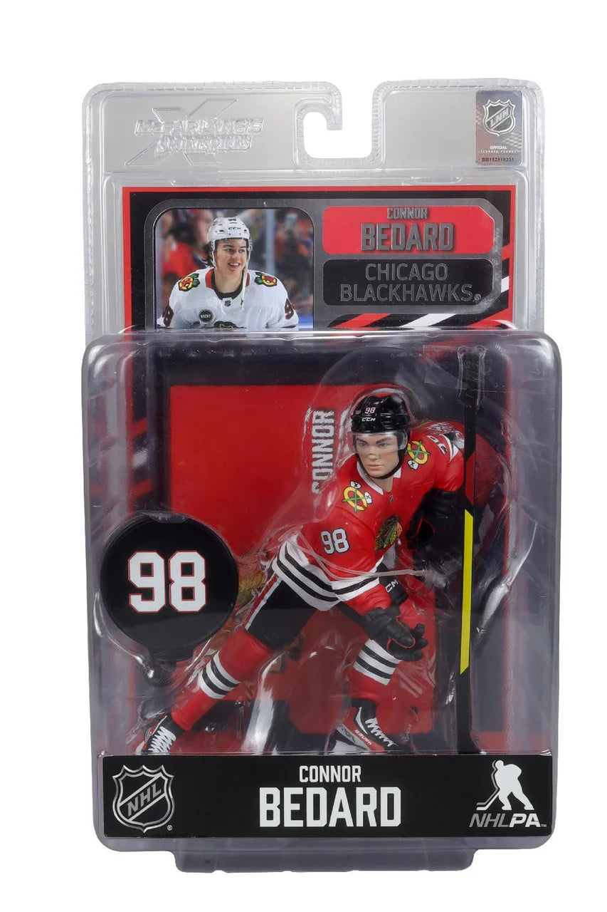 Figurine de joueur McFarlane NHL Conner Bedard des Blackhawks de Chicago (précommande)