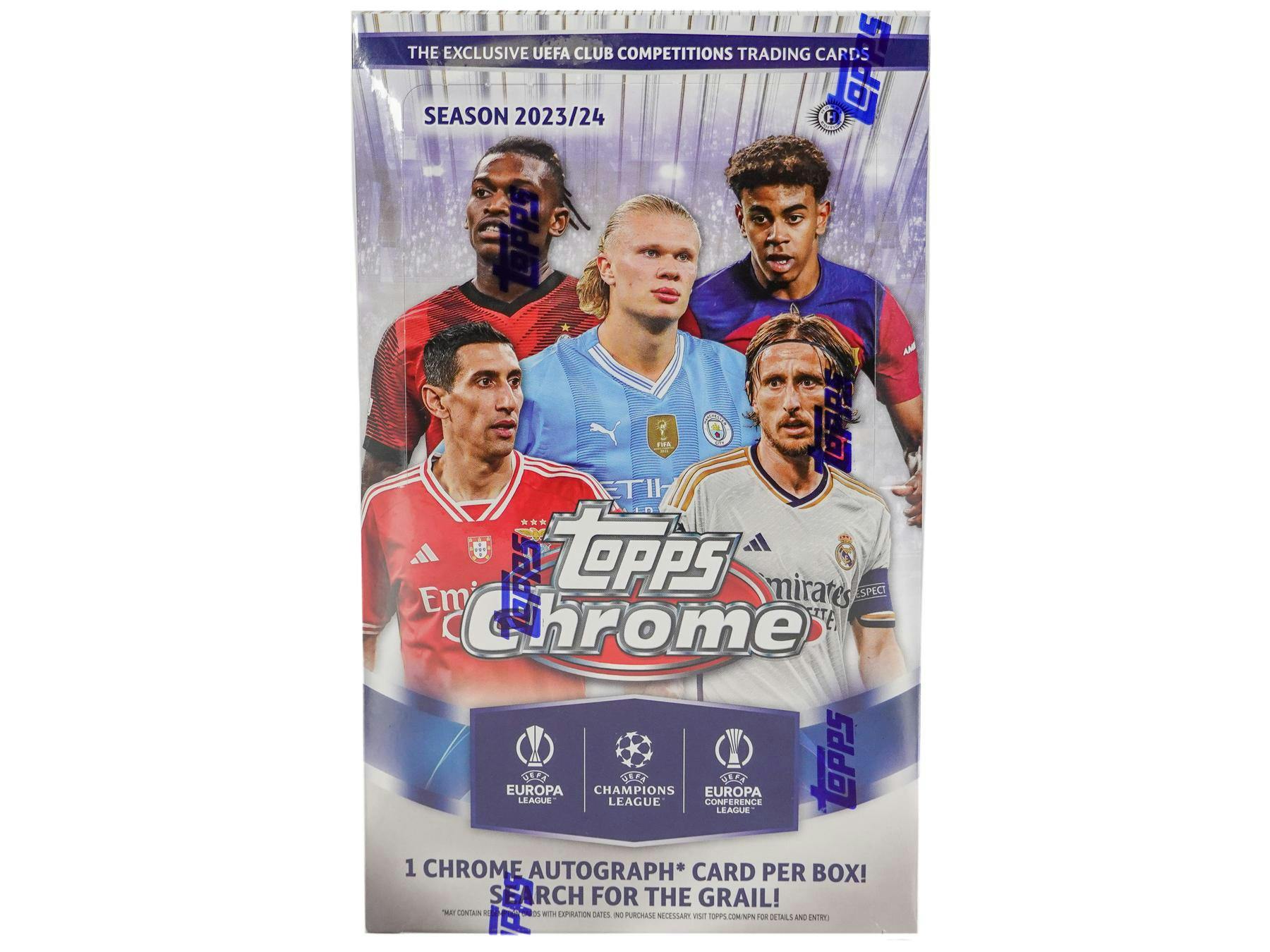 Boîte de loisirs pour compétitions de clubs de l'UEFA Topps Chrome 2023-24 (précommande)