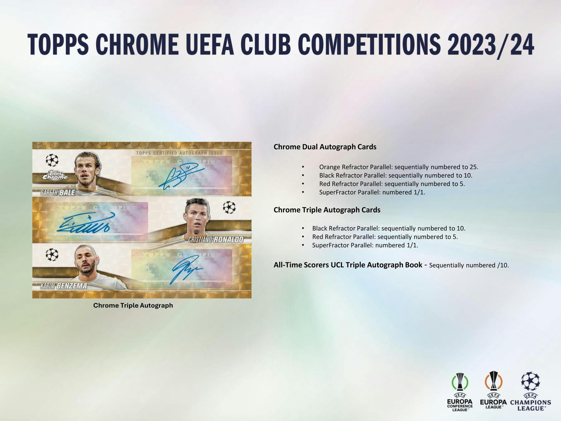 Boîte de loisirs pour compétitions de clubs de l'UEFA Topps Chrome 2023-24 (précommande)