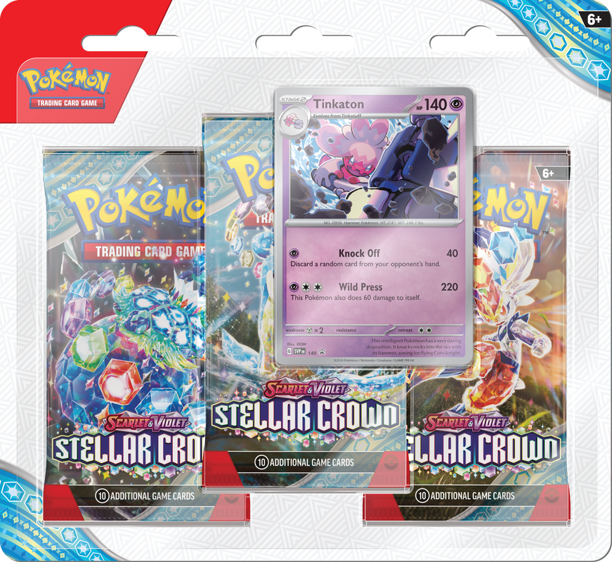 Pack de 3 cartes Pokémon Couronne Stellaire Écarlate et Violette