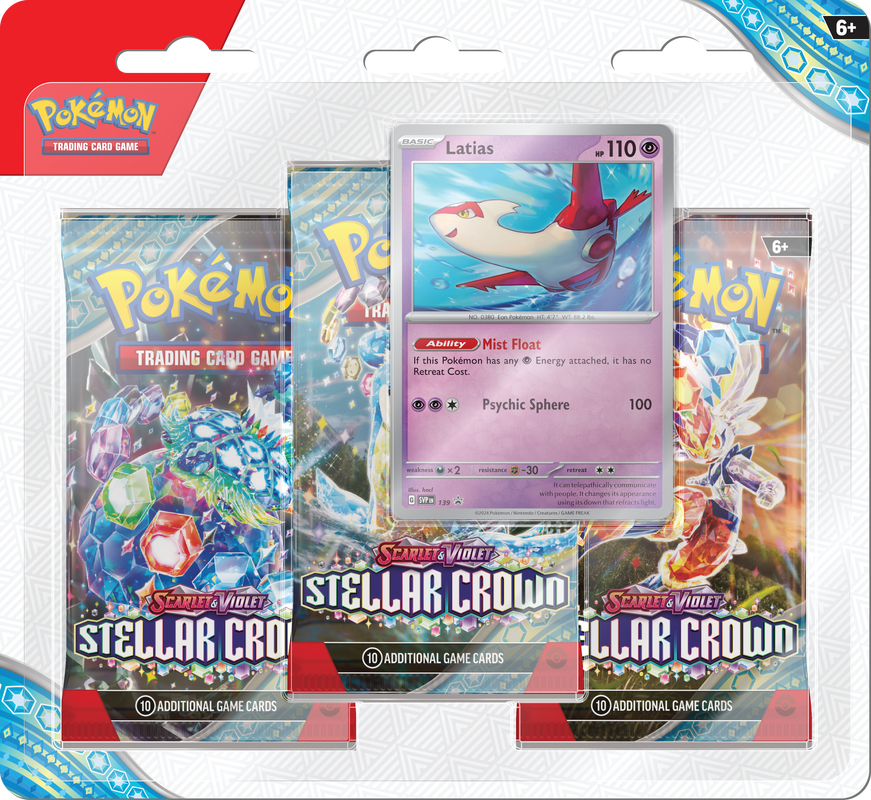 Pokemon Scarlet And Violet Stellar Crown 3 Pack Blister Pack