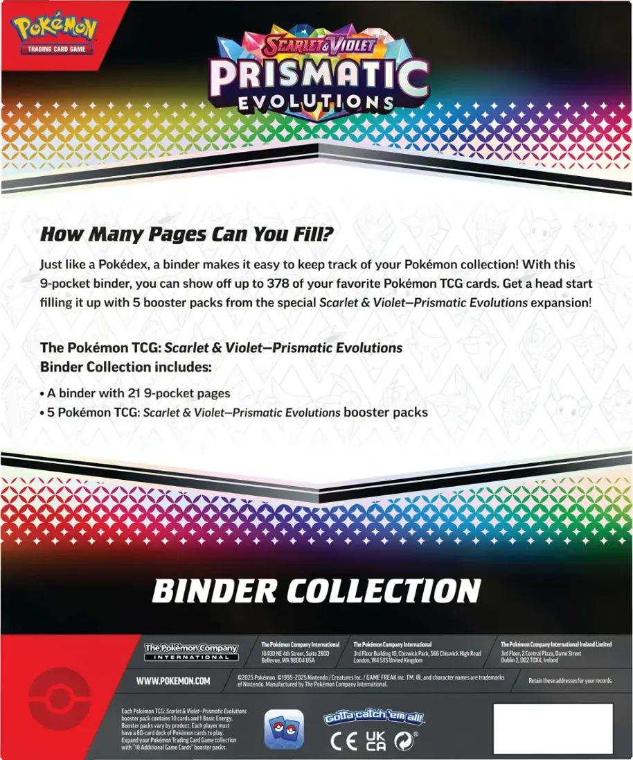 Pokemon Scarlet & Violet Prismatic Evolutions Binder Collection Box (Pre-Order) - Miraj Trading